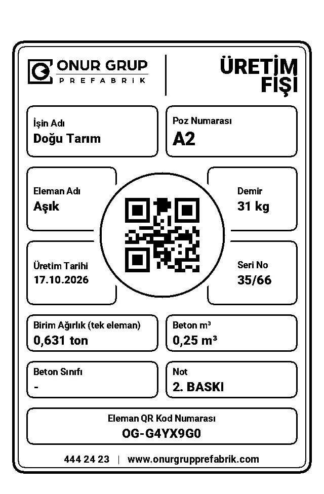 Karekodlu üretim fişi