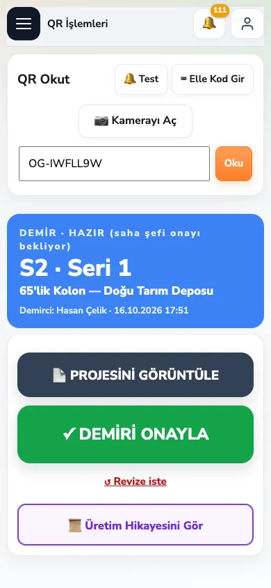 Telefonda okutulmuş fiş